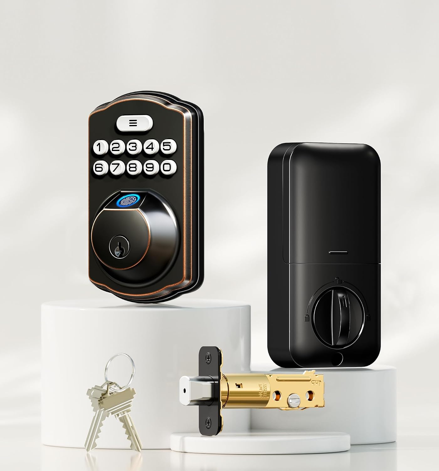 Veise KS02A Fingerprint Door Lock, Keypad Deadbolt, Oil Rubbed Bronze — view 2