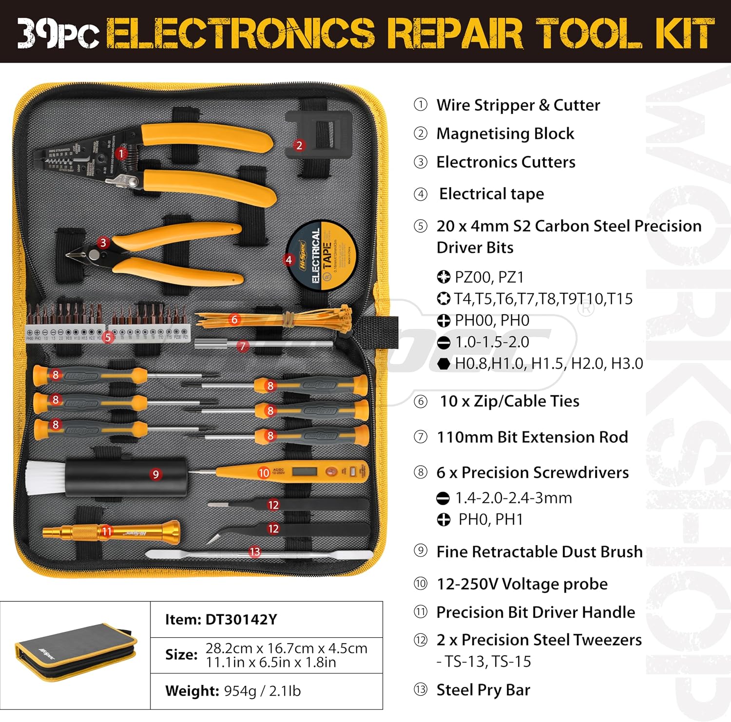 Hi-Spec Electronics Repair & Opening Tool Kit for Laptops Phones Devices — view 2