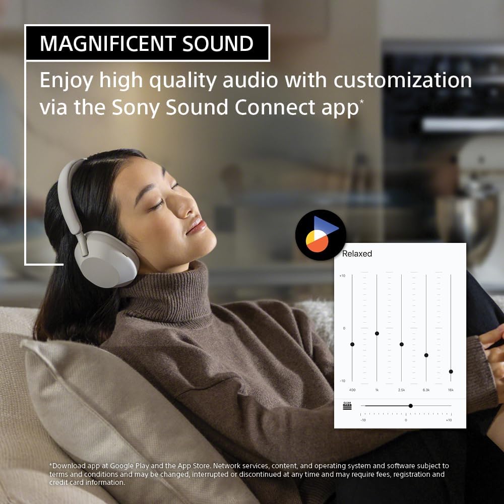 Sony WH-1000XM5 Premium Noise Cancelling Wireless Headphones, Silver — view 4