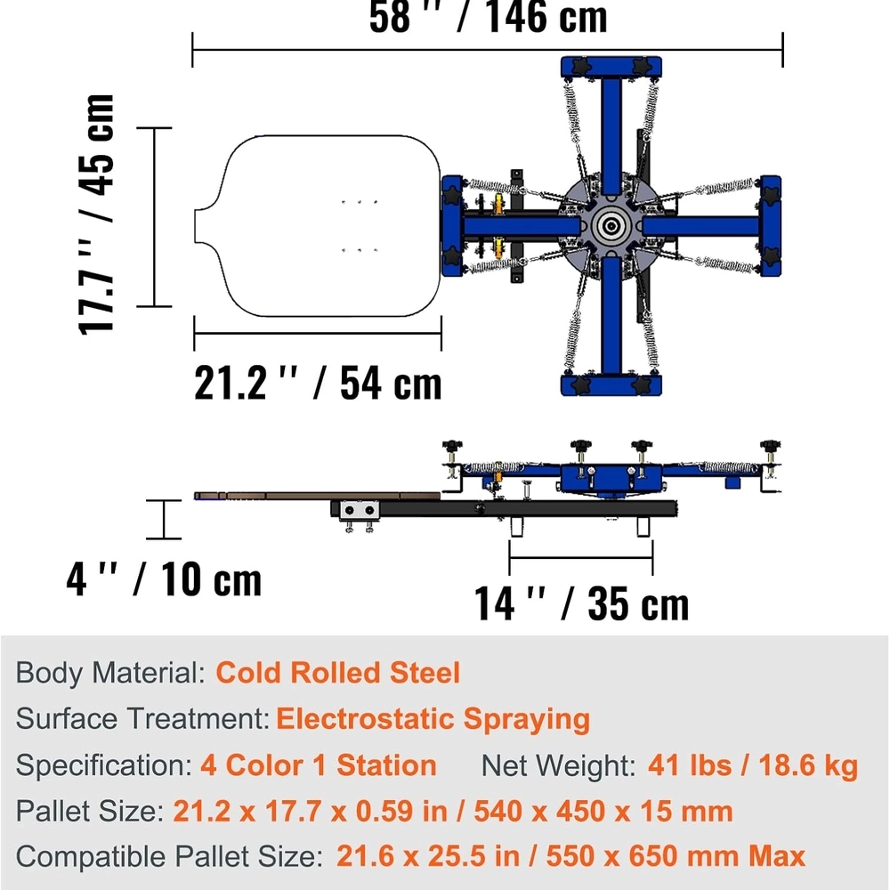 4 Color 1 Station Screen Printing Press
