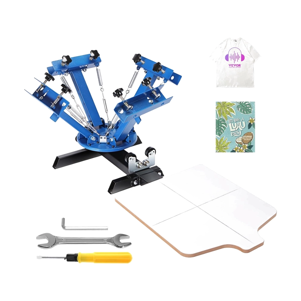 4 Color 1 Station Screen Printing Press Kit
