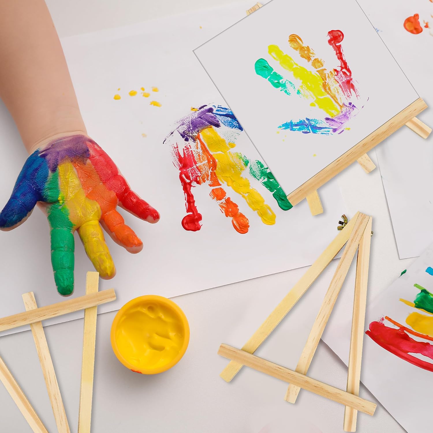 28 Pack 9 Inch Wooden Easel Stand Tabletop Wood Easels for Painting Portable Canvas Holder Art Craft Painting Easel Stand for Kids Students