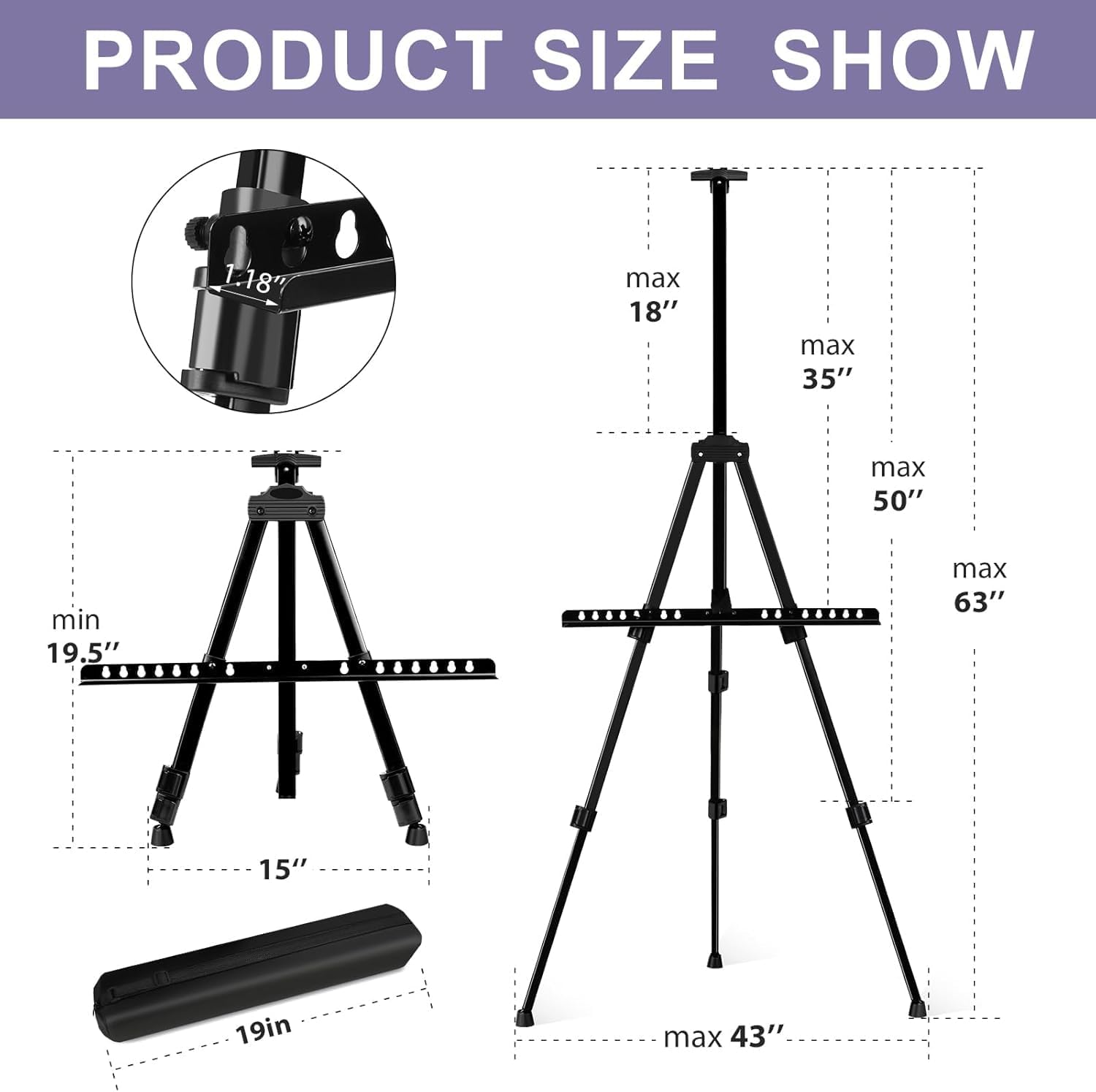 AROIC 8 Pack Art Painting Artist Easel, Painting Display Easel Stand | Portable Adjustable Iron Tripod Display Stand with Bag, Height from 20 to