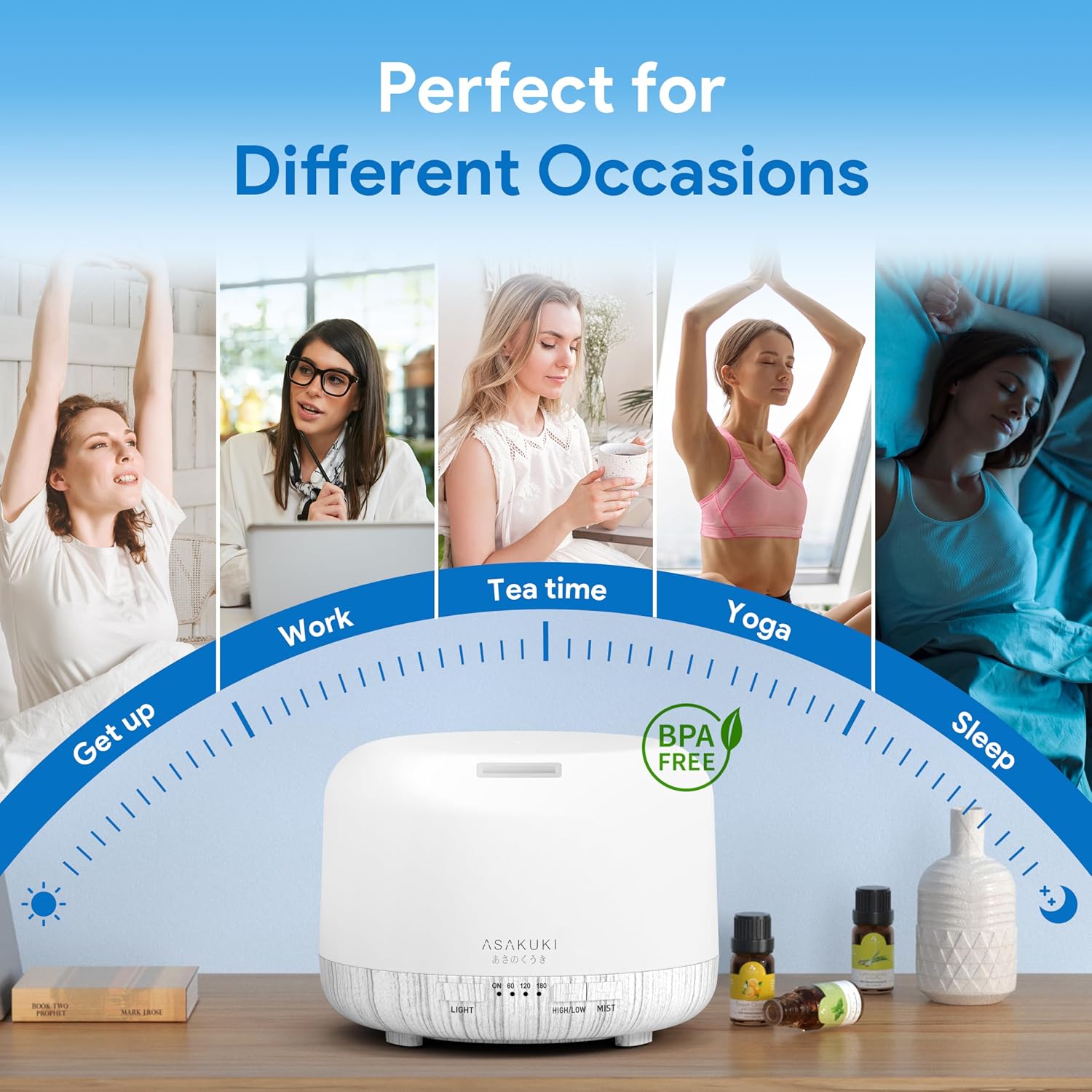 ASAKUKI Essential Oil Diffuser for Home, 500ML Aromatherapy Humidifier — view 7
