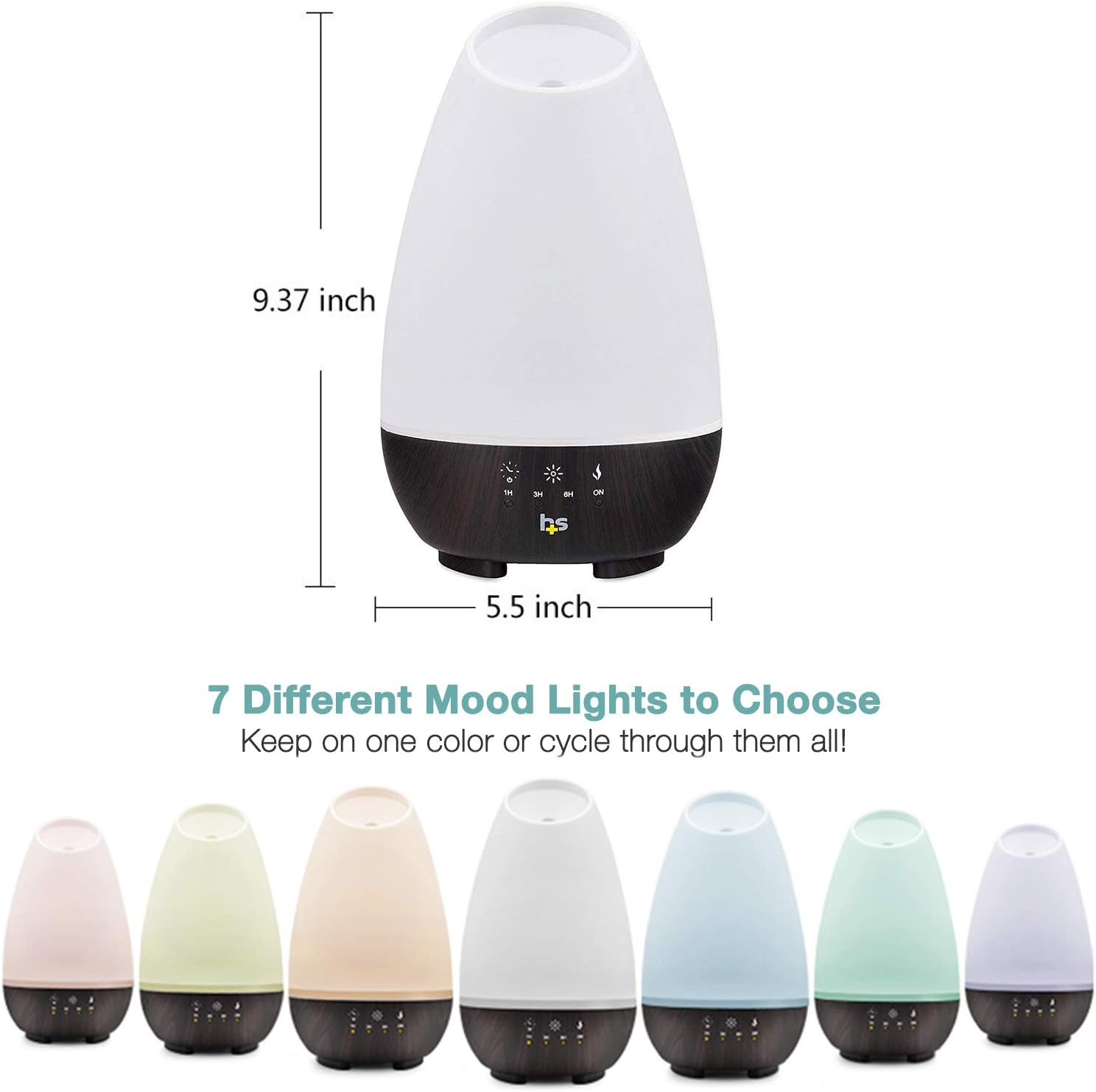 HealthSmart 500ML Essential Oil Diffuser for Large Rooms, Cool Mist Humidifier and Aromatherapy — view 3