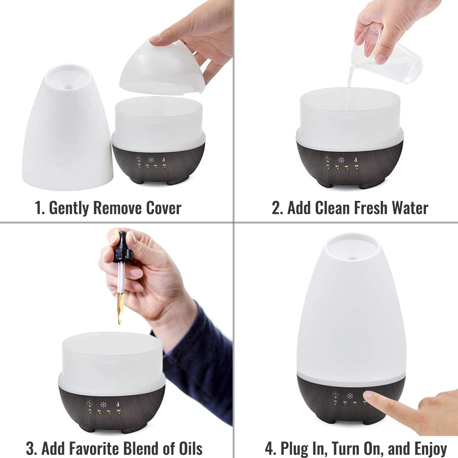 HealthSmart 500ML Essential Oil Diffuser for Large Rooms, Cool Mist Humidifier and Aromatherapy — view 5