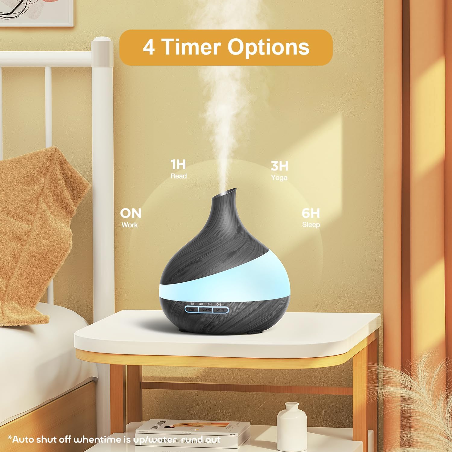 HJTHJT 500ML Essential Oil Diffuser for Home: 14 Color LED Humidifier - 2 Mist Modes (30/60ml/h) — view 3