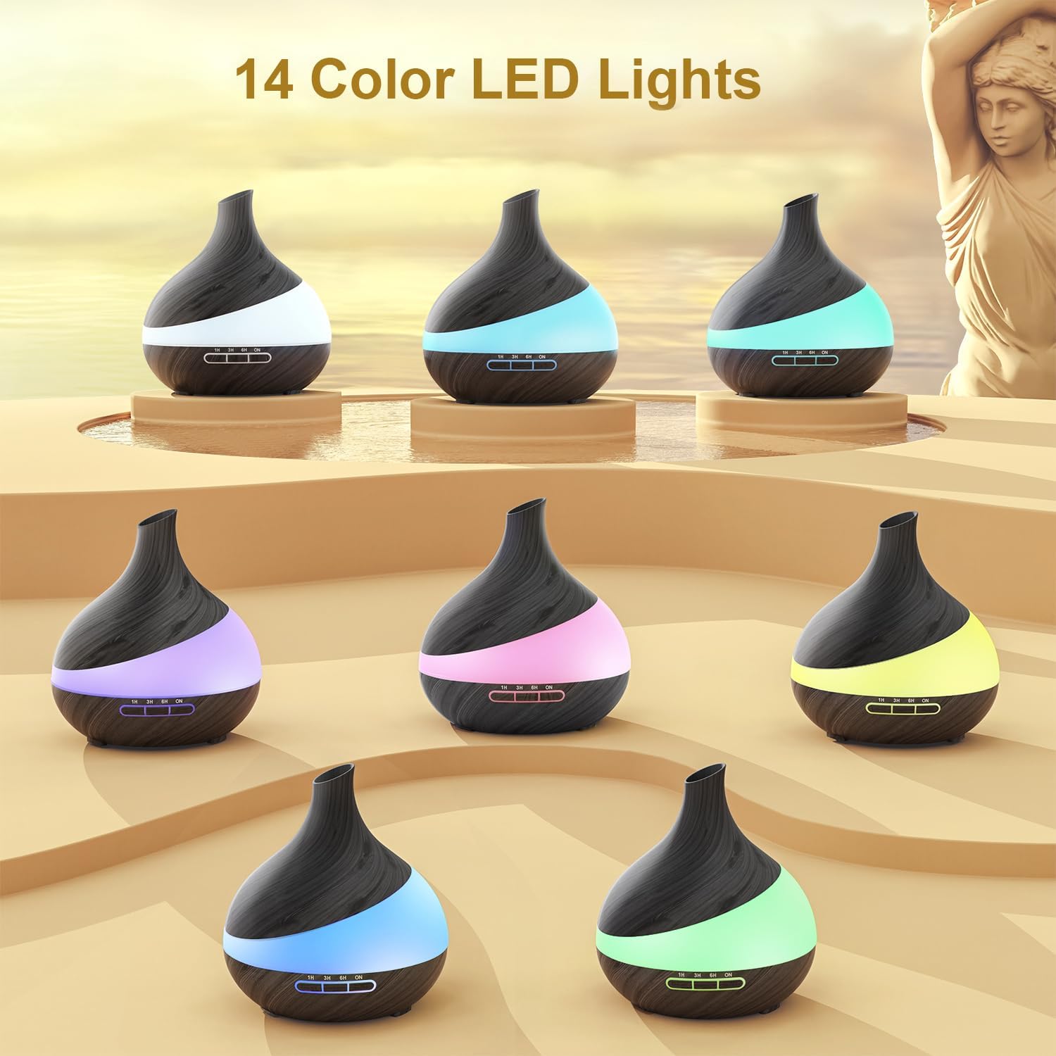HJTHJT 500ML Essential Oil Diffuser for Home: 14 Color LED Humidifier - 2 Mist Modes (30/60ml/h) — view 7