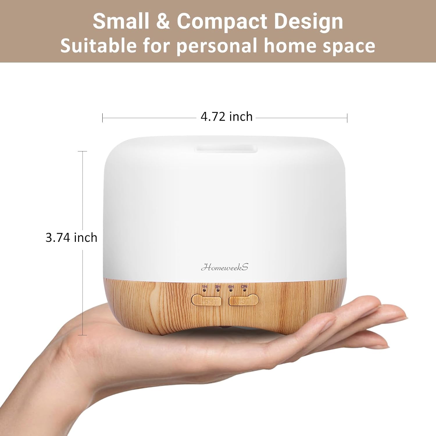 Homeweeks Essential Oil Diffuser for Room Aromatherapy Scent Diffuser - Auto Off Ultrasonic Aroma — view 3
