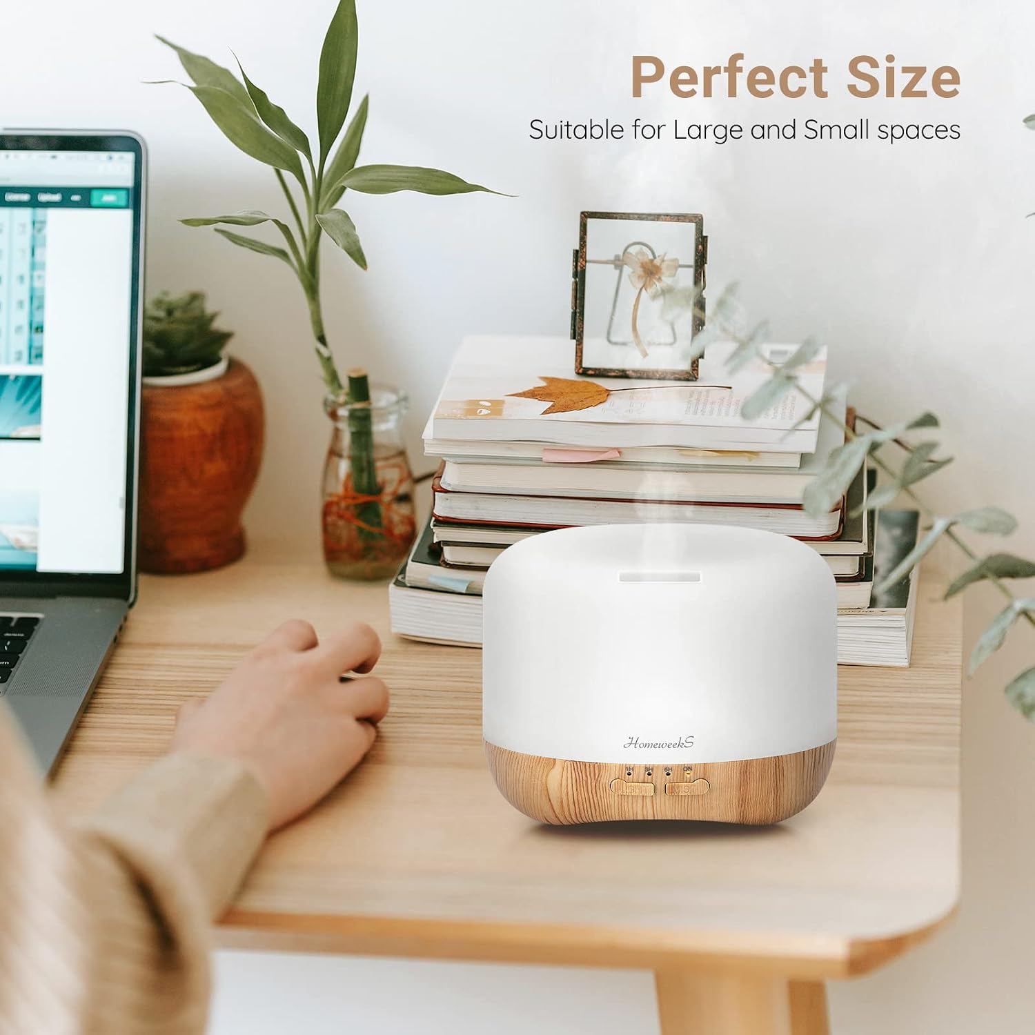 Homeweeks Essential Oil Diffuser for Room Aromatherapy Scent Diffuser - Auto Off Ultrasonic Aroma — view 2