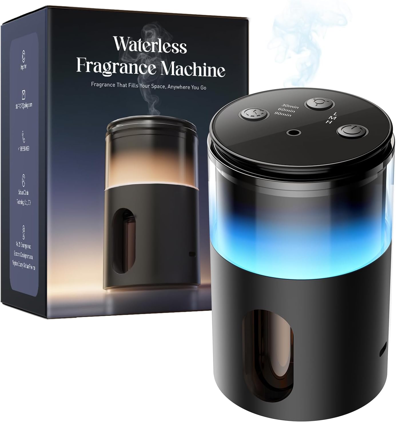 Pmsusoow Waterless Essential Oil Diffuser: 9-Color LED for Home - Portable Scent Diffuser