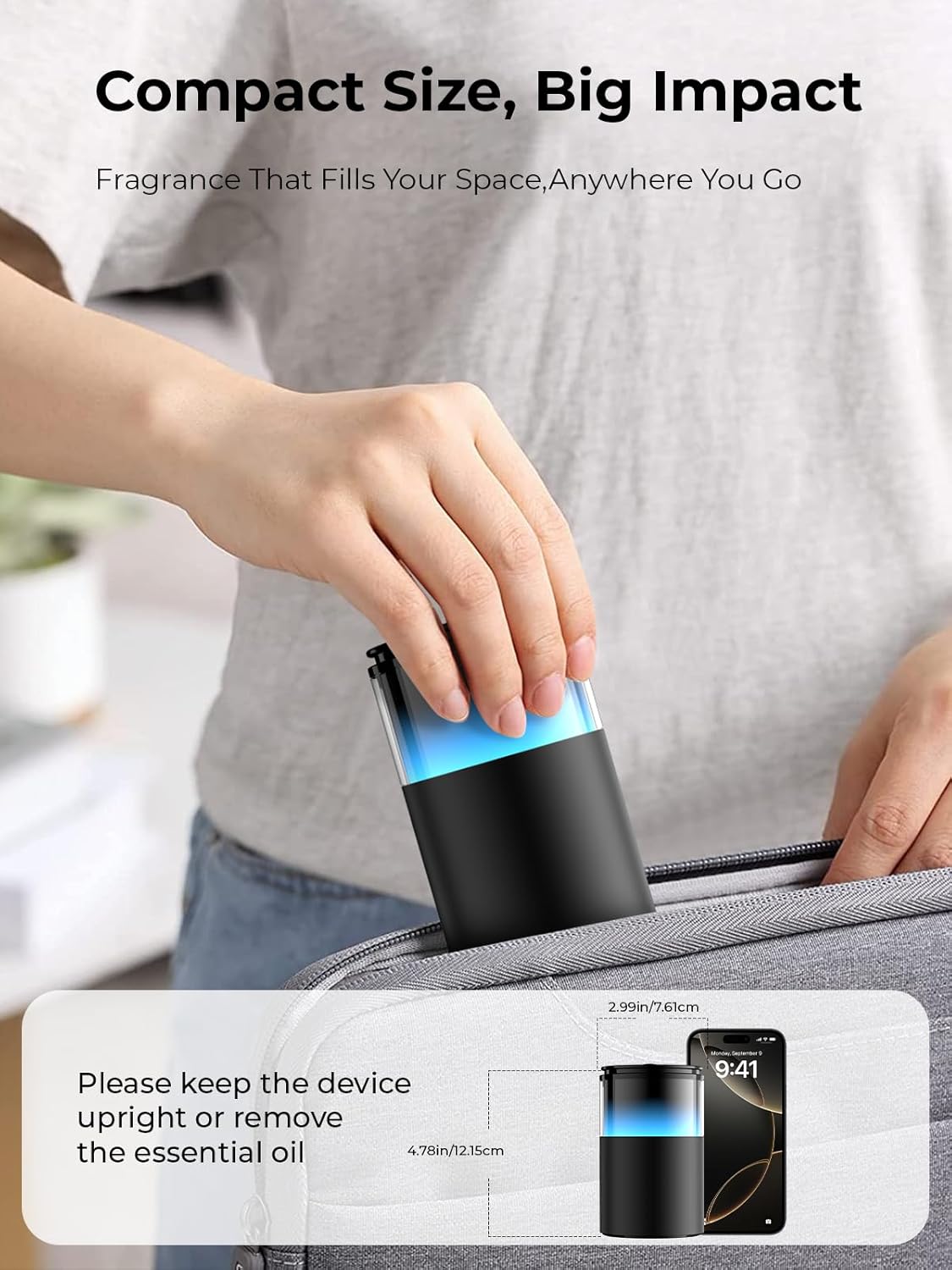 Pmsusoow Waterless Essential Oil Diffuser: 9-Color LED for Home - Portable Scent Diffuser — view 6
