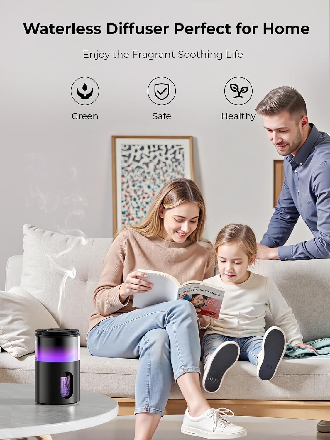Pmsusoow Waterless Essential Oil Diffuser: 9-Color LED for Home - Portable Scent Diffuser — view 3