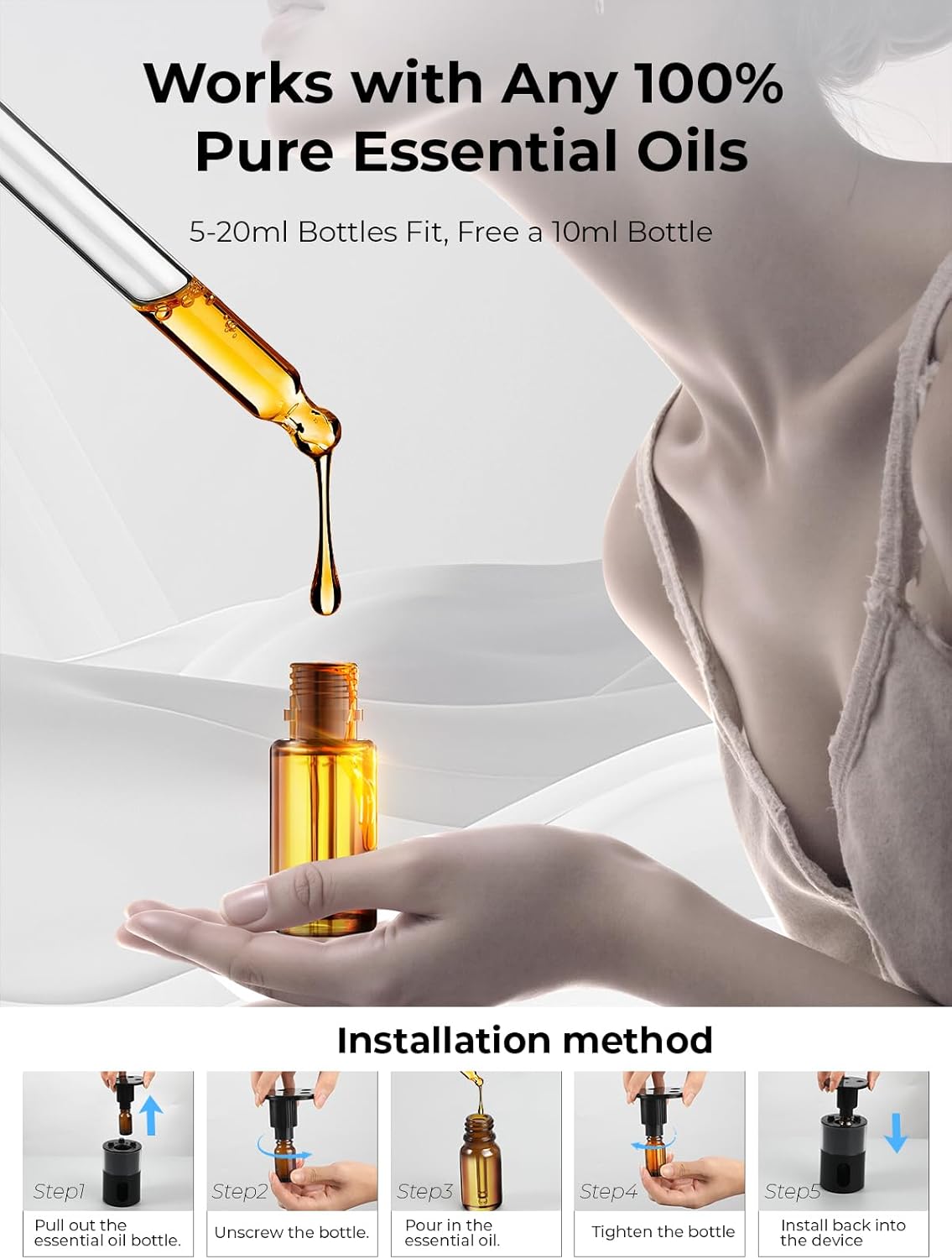 Pmsusoow Waterless Essential Oil Diffuser: 9-Color LED for Home - Portable Scent Diffuser — view 9