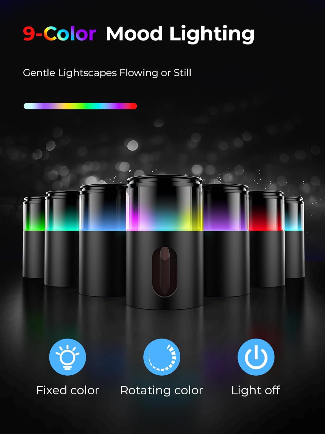 Pmsusoow Waterless Essential Oil Diffuser: 9-Color LED for Home - Portable Scent Diffuser — view 2