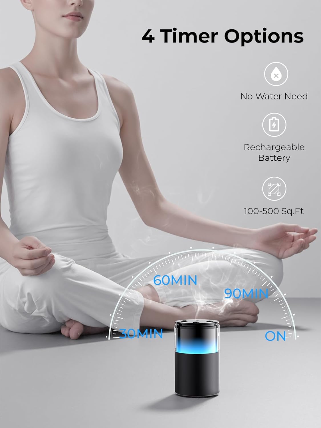 Pmsusoow Waterless Essential Oil Diffuser: 9-Color LED for Home - Portable Scent Diffuser — view 5