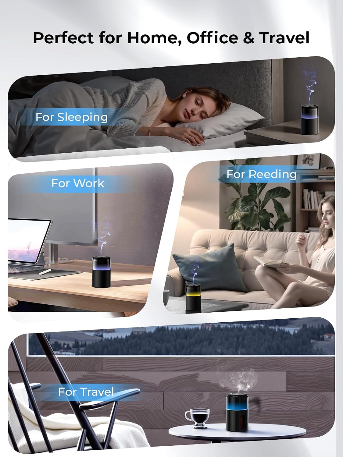 Pmsusoow Waterless Essential Oil Diffuser: 9-Color LED for Home - Portable Scent Diffuser — view 8
