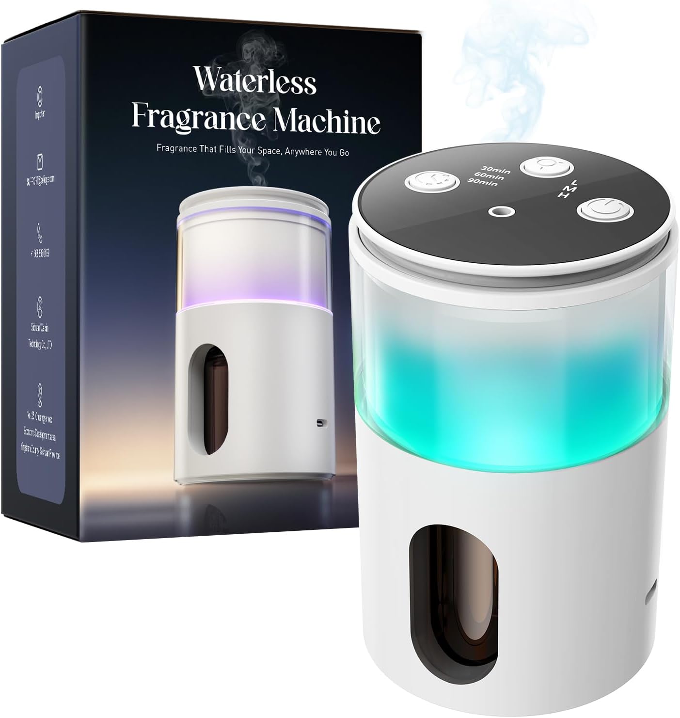 Pmsusoow Waterless Essential Oil Diffuser: 9-Color LED for Home - Portable Scent Diffuser — view 10