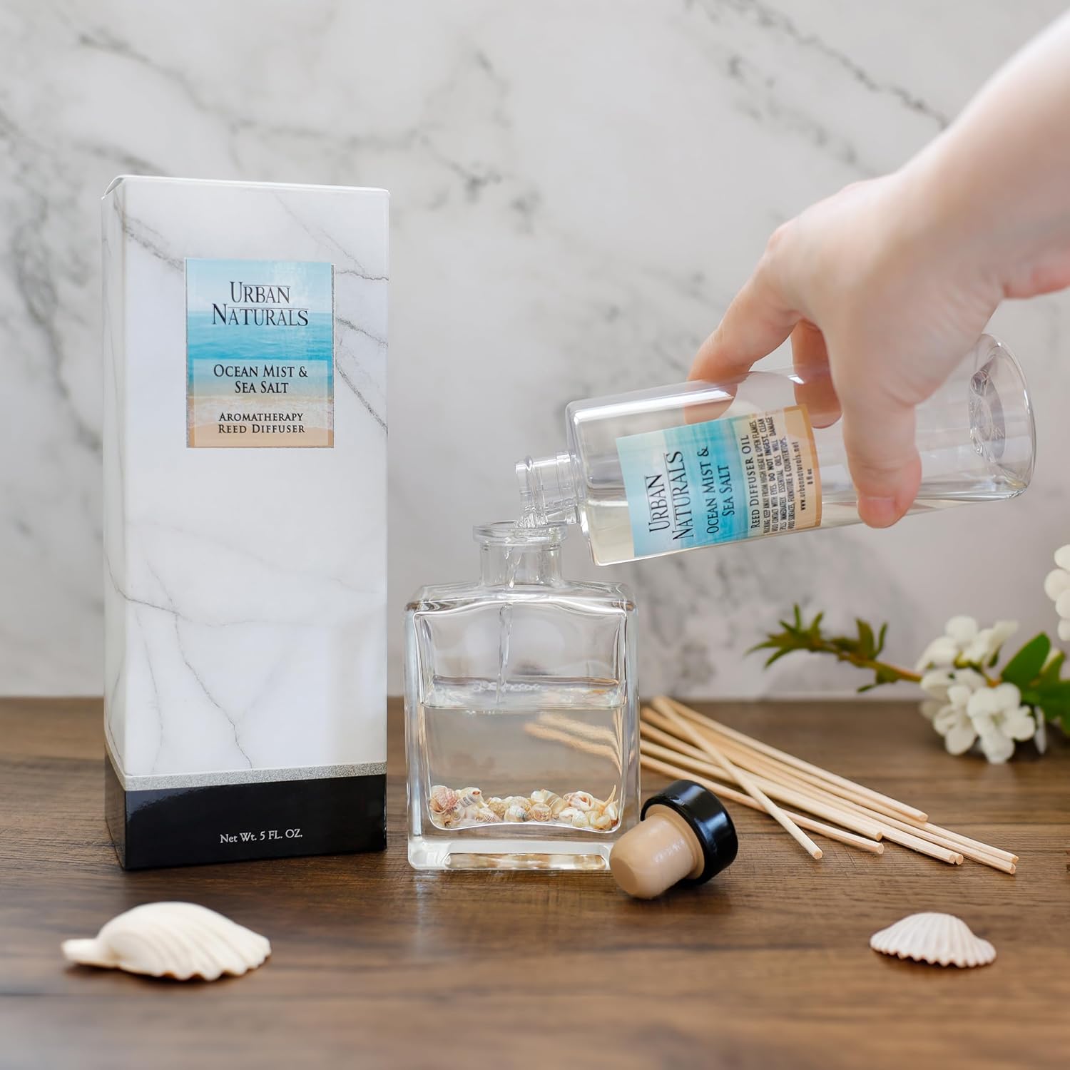 Urban Naturals Reed Diffuser Set, Eucalyptus Sage - Bathroom Shelf Décor — view 2