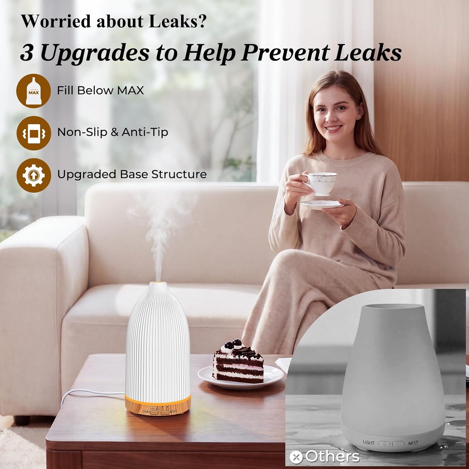URPOWER 150mL Essential Oil Diffusers for Home Aromatherapy Diffuser - With 7 Color Changing — view 6