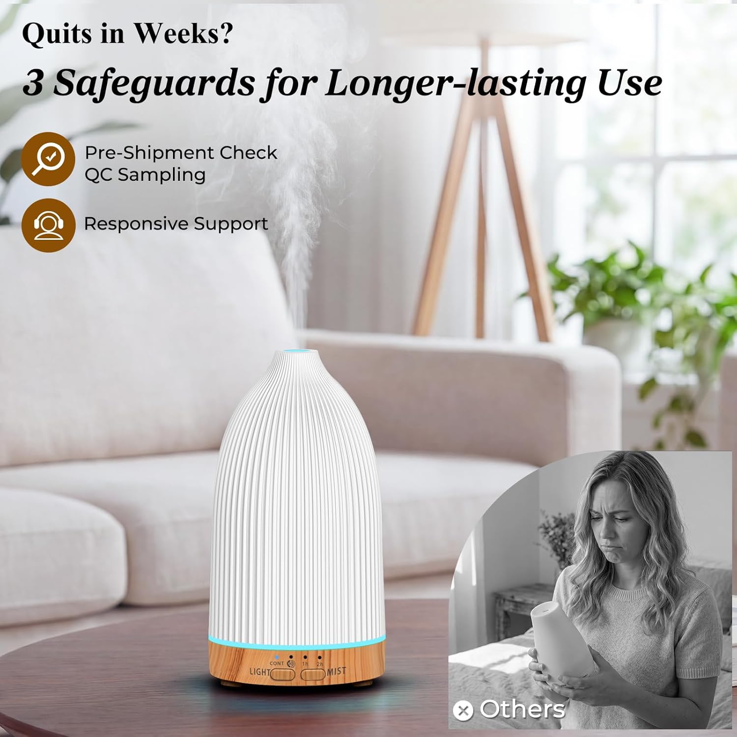 URPOWER 150mL Essential Oil Diffusers for Home Aromatherapy Diffuser - With 7 Color Changing — view 7