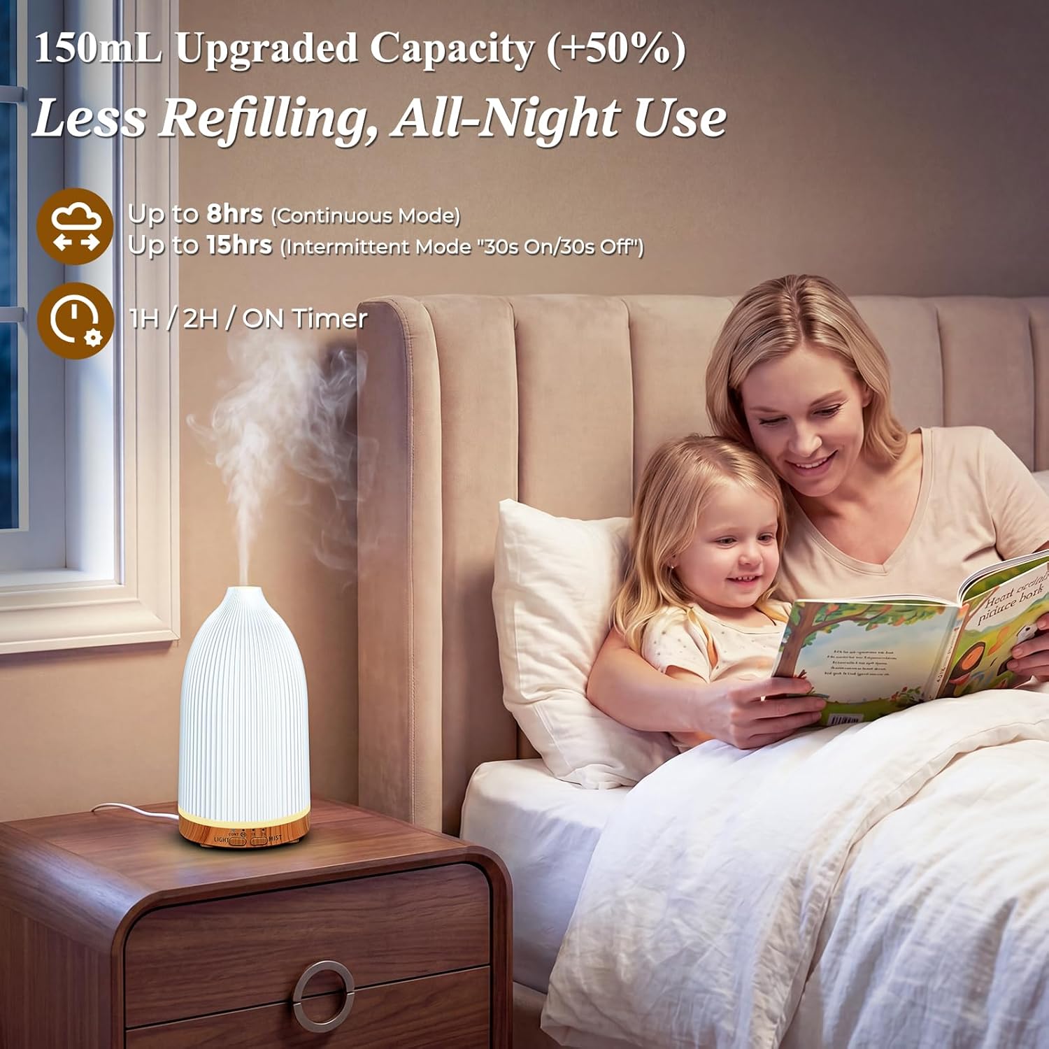 URPOWER 150mL Essential Oil Diffusers for Home Aromatherapy Diffuser - With 7 Color Changing — view 3