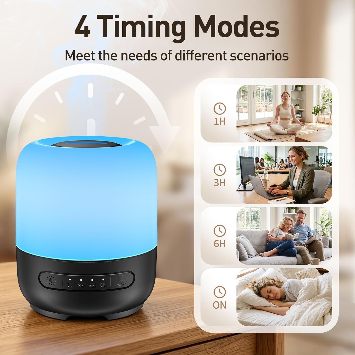YEADOU Essential Oil Diffuser, 300ml Ultrasonic Aromatherapy Oil Diffuser & Humidifier with 7 Color — view 4
