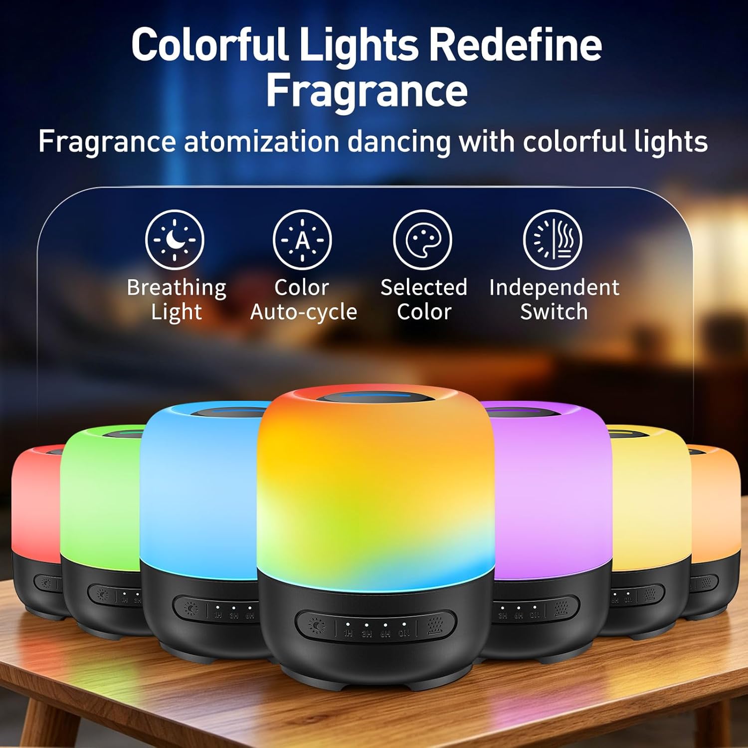 YEADOU Essential Oil Diffuser, 300ml Ultrasonic Aromatherapy Oil Diffuser & Humidifier with 7 Color — view 5