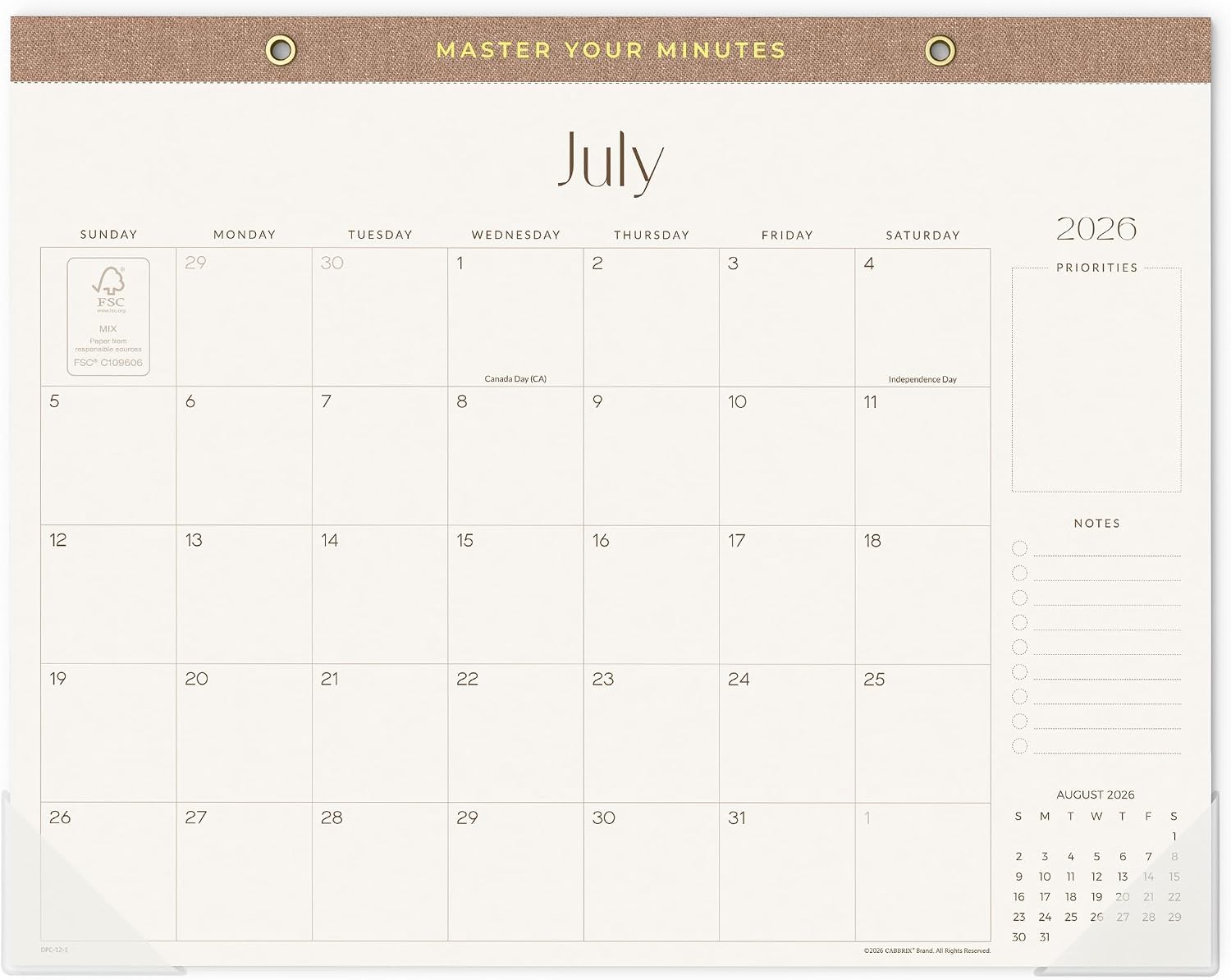 2026 Master Your Minutes Desk Pad Calendar - Beige