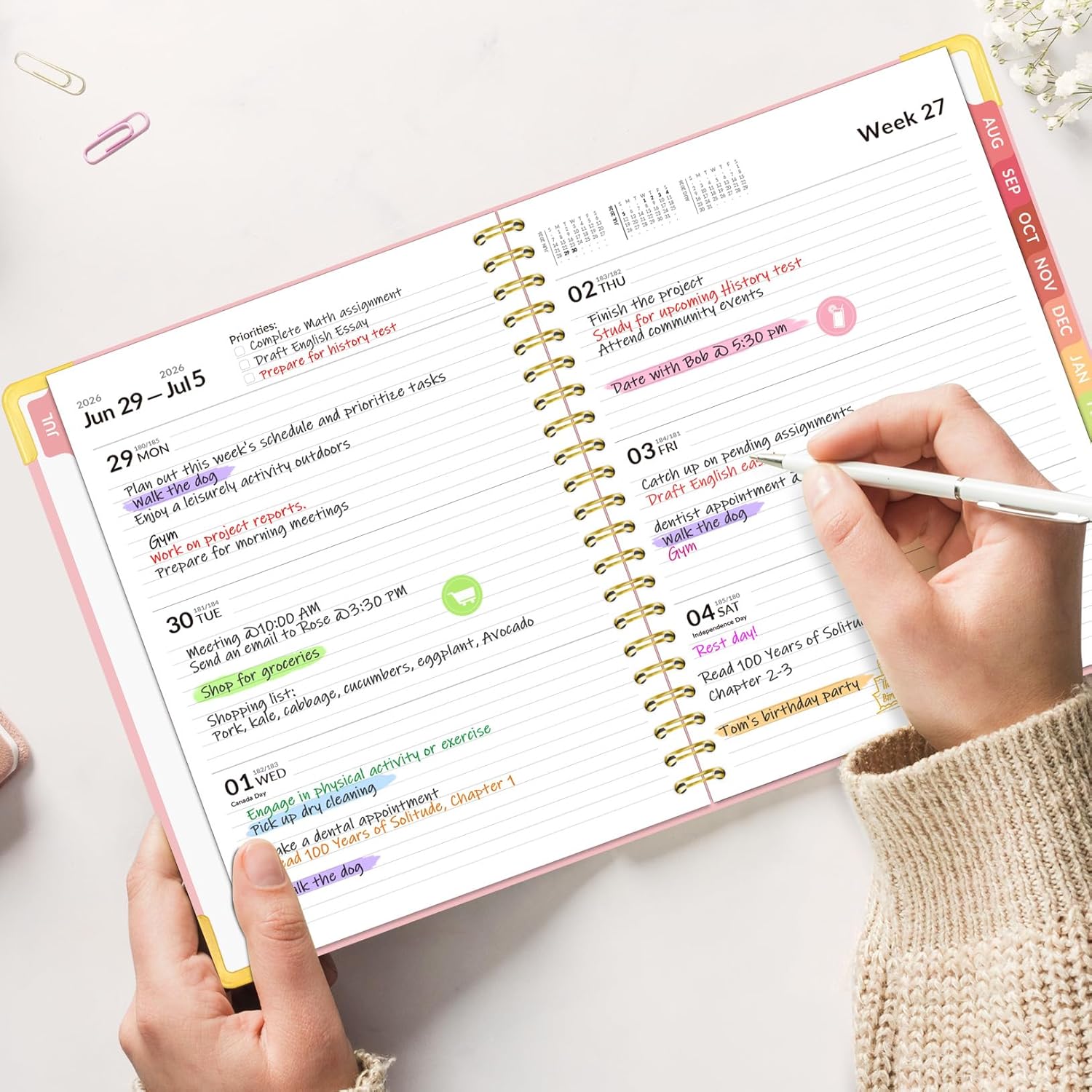 FORVENCER 2026-2027 Pink Weekly Monthly Planner - Hình 2