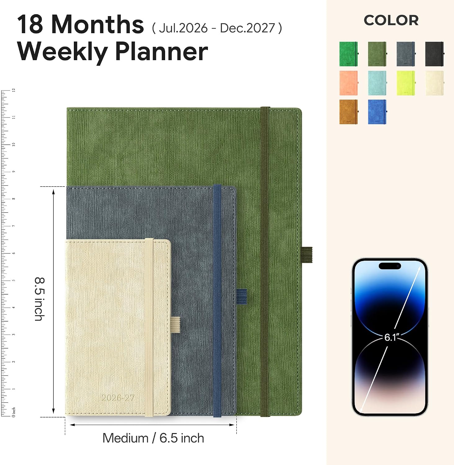 2026-2027 Lime Green Weekly Planner - Hình 2