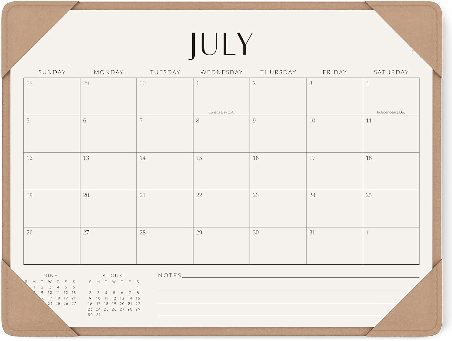 Minimalist Kraft Desk Pad Calendar - Monthly Planner