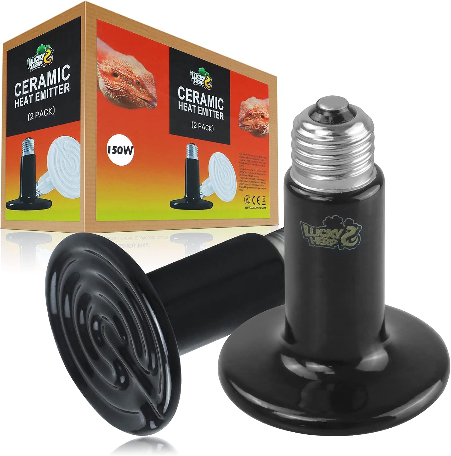 Lucky Herp Ceramic Heat Emitter for Reptile Terrariums - 2 Pack