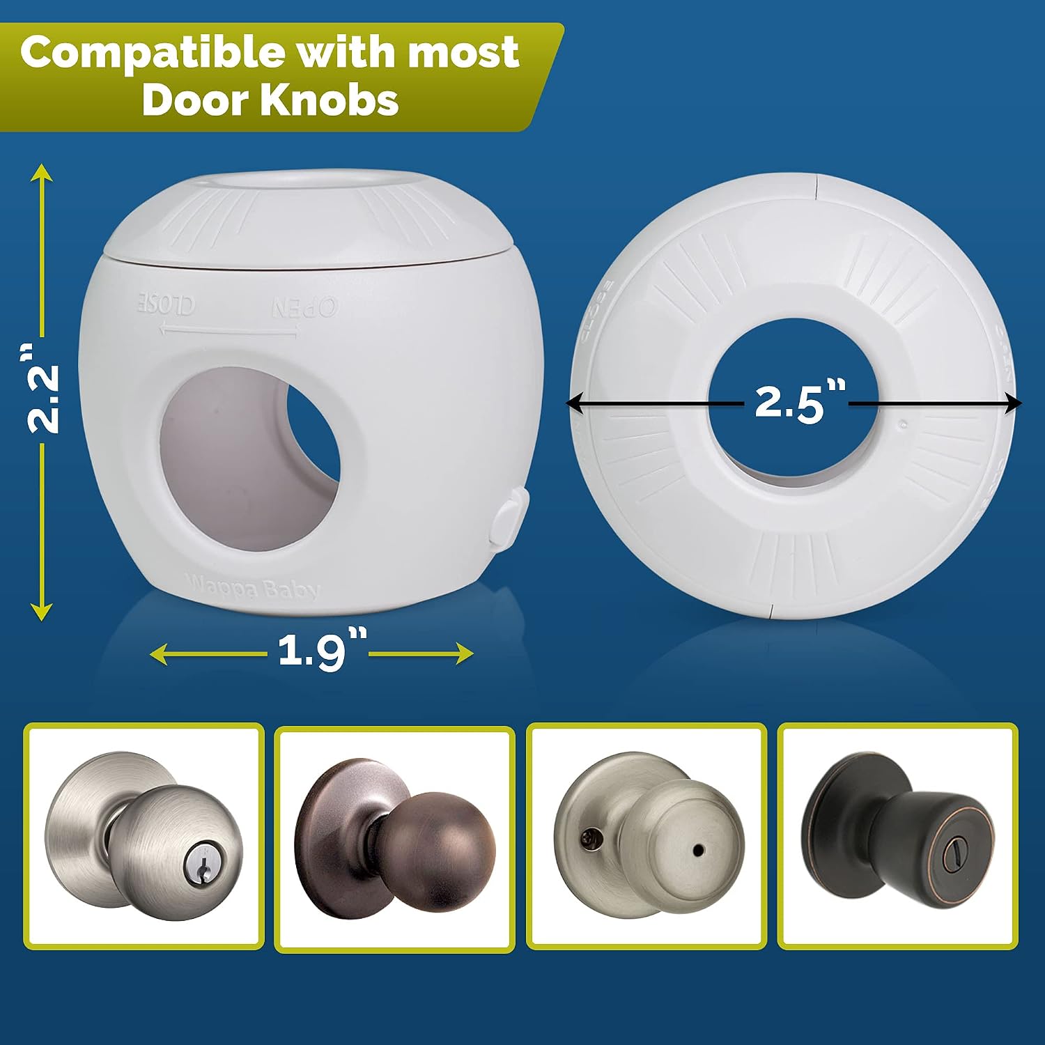 Child Safety Door Knob Cover (4 Pack) Hard-to-Remove Dual-Lock Door — view 2
