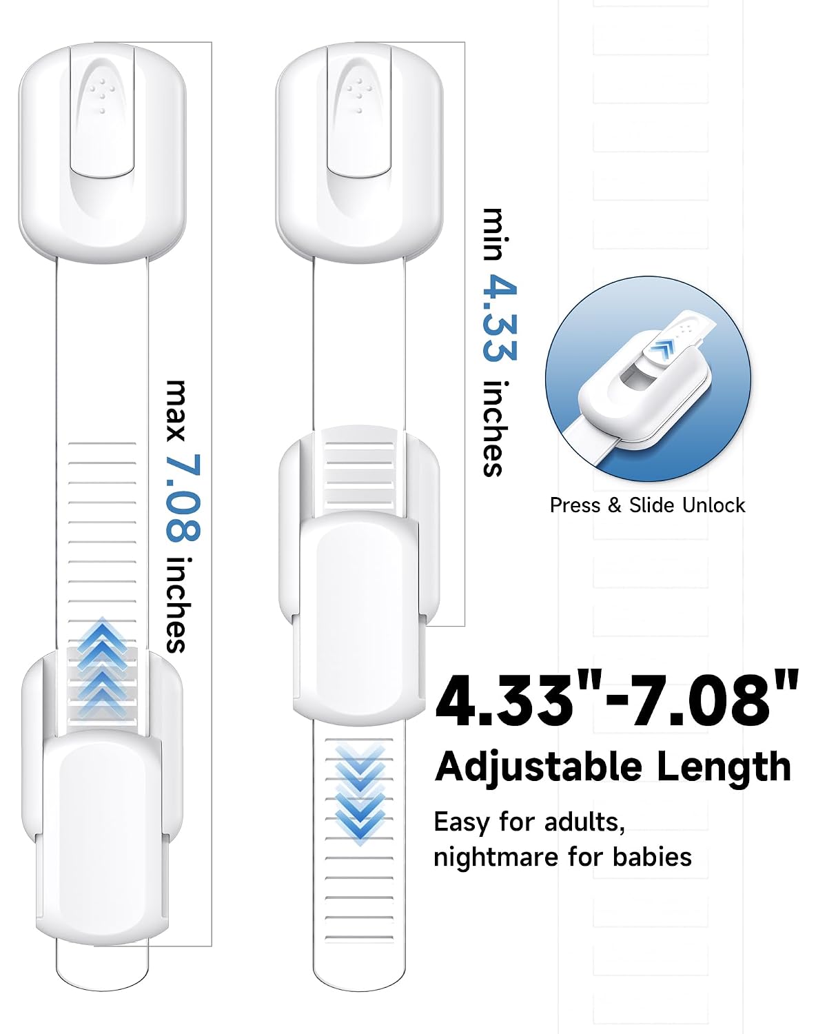 Infinno Cabinet Locks for Baby Proofing, Child Safety Latches, 12 Pack — view 2