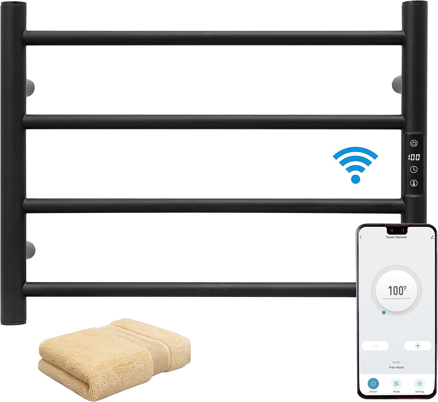 KEG Smart WiFi Towel Warmer Wall Mounted with Built-in Timer and Temperature