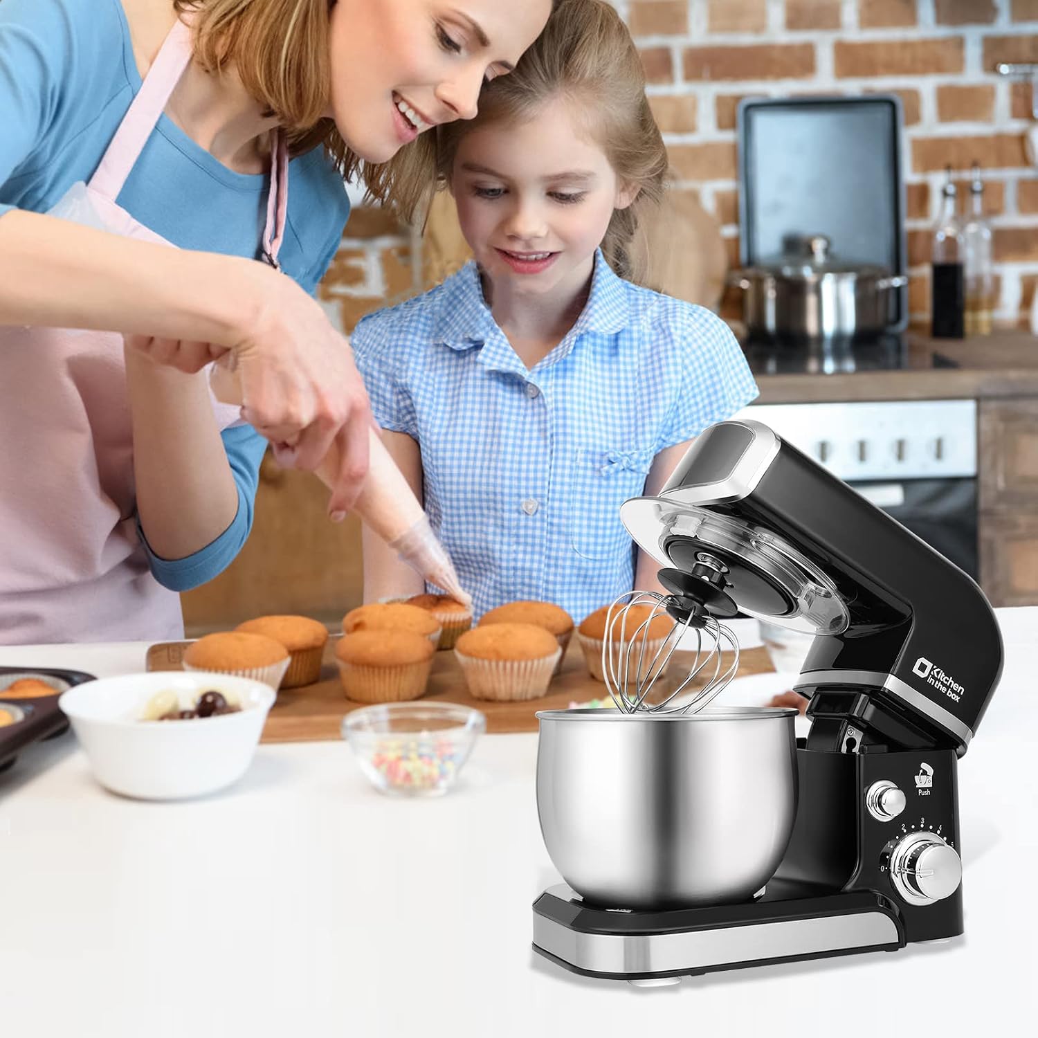 Kitchen in the box Stand Mixer,3.2Qt Small Electric Food Mixer,6 Speeds — view 2