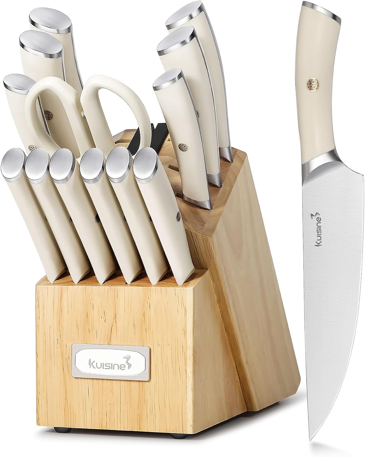 Kuisine Chef Knife Set,High Carbon Stainless Steel Block Knife Set,Knife