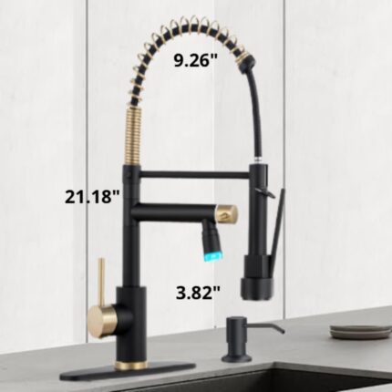 VIDEC Smart Kitchen Faucet, 3 Modes Pull Down Sprayer, LED Temperature — view 2