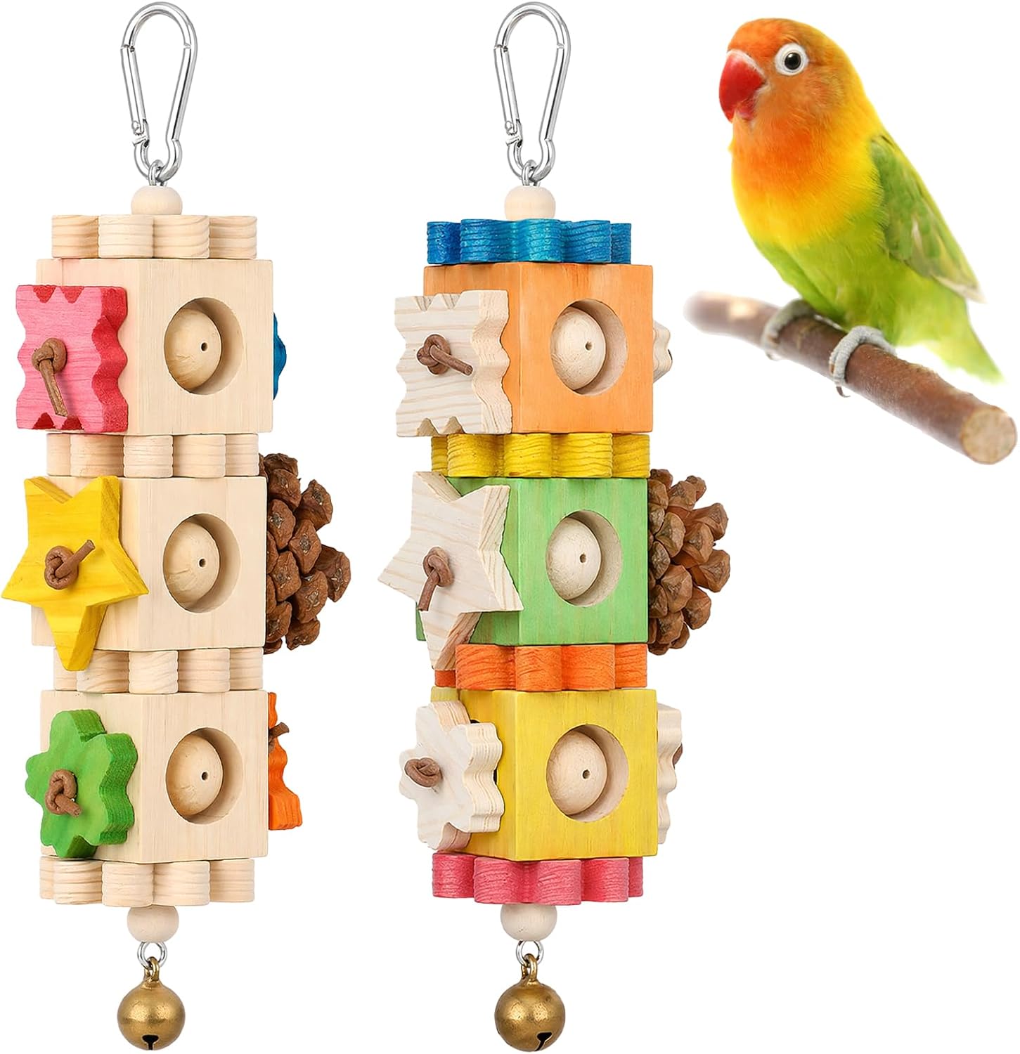 Colorful Wooden Parrot Foraging Toy