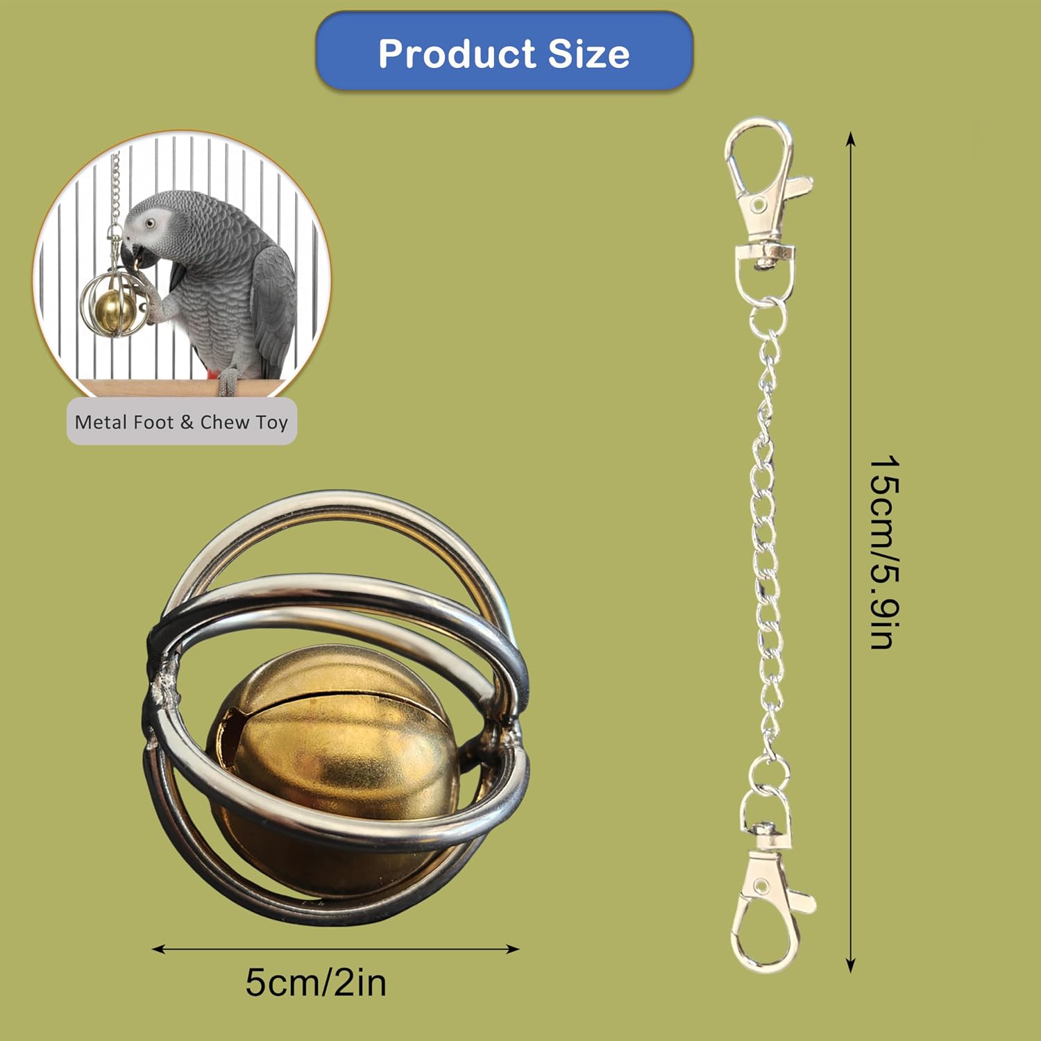 Durable Metal Bird Foraging & Chew Toy - Hình 2