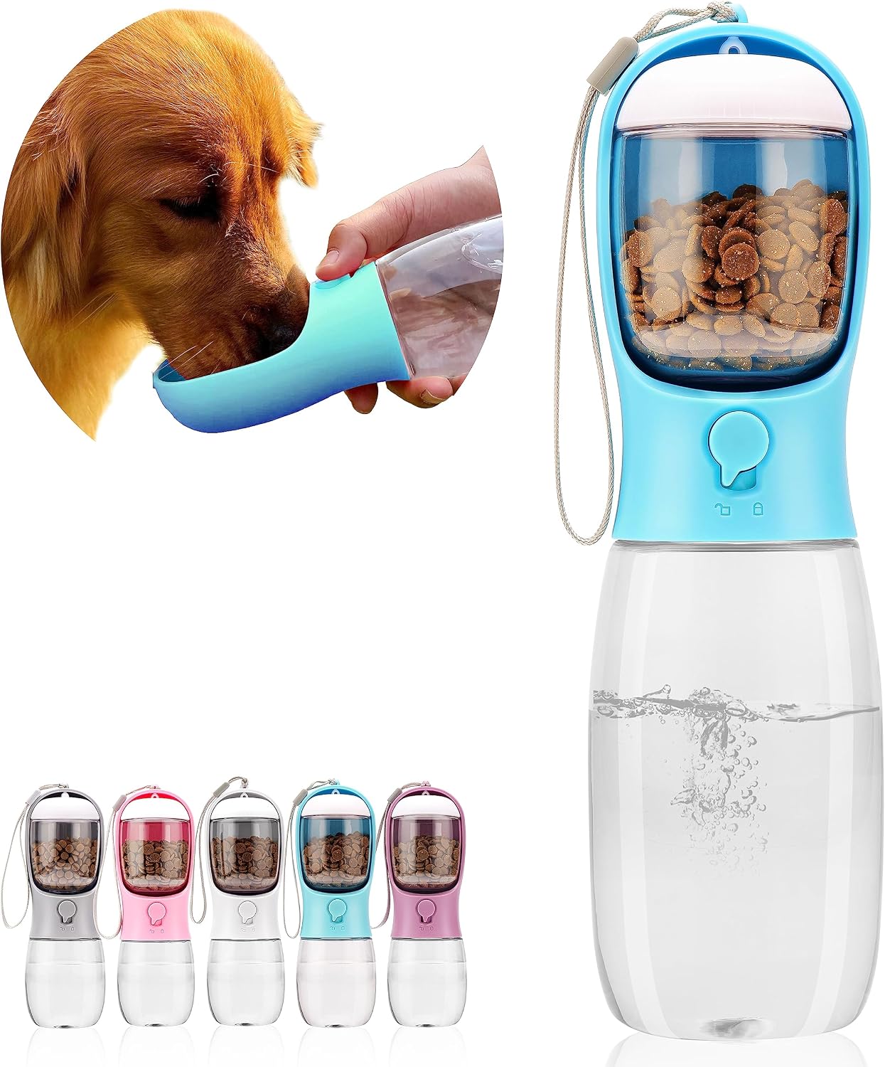 AVELORA Dog Water Bottle with Food Container, Portable Leak Proof Pet Water Dispenser for Walking Hiking Travel, Puppy Essentials Accessories for Small Large Dogs, Dog Gifts (10oz/15oz/19oz) - Image 16
