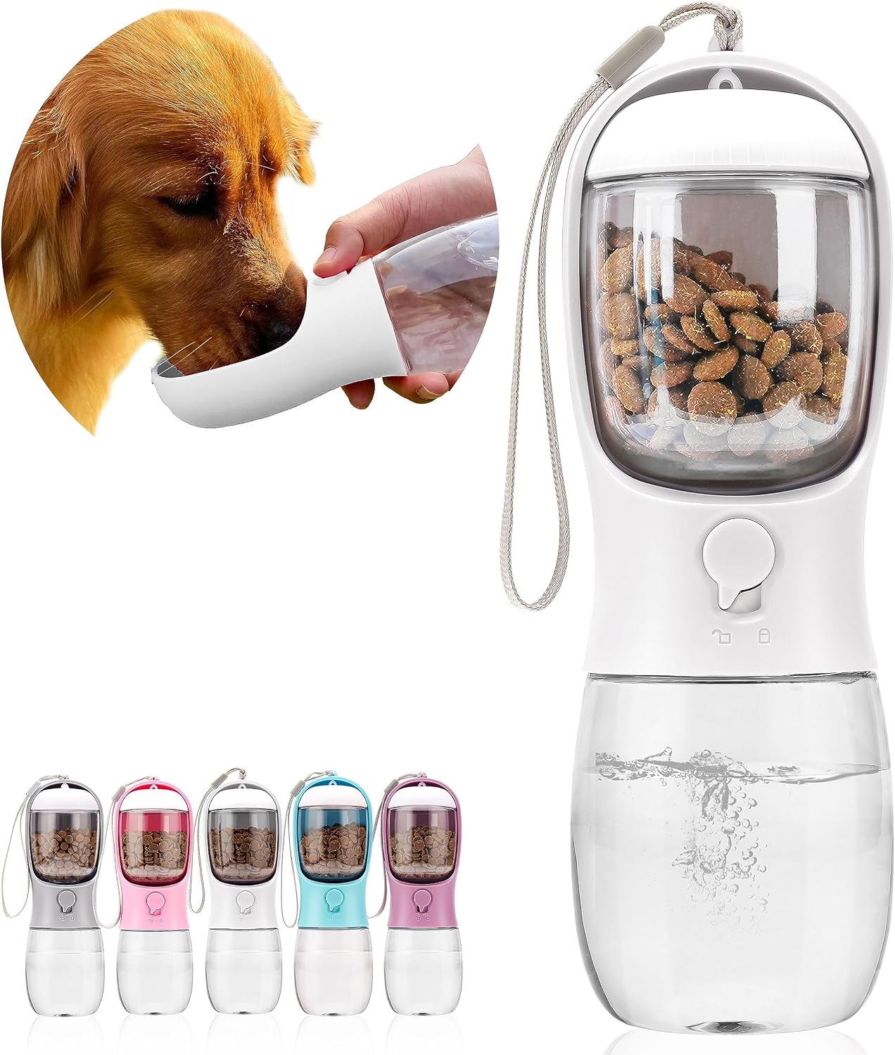 AVELORA Dog Water Bottle with Food Container, Portable Leak Proof Pet Water Dispenser for Walking Hiking Travel, Puppy Essentials Accessories for Small Large Dogs, Dog Gifts (10oz/15oz/19oz) - Image 12