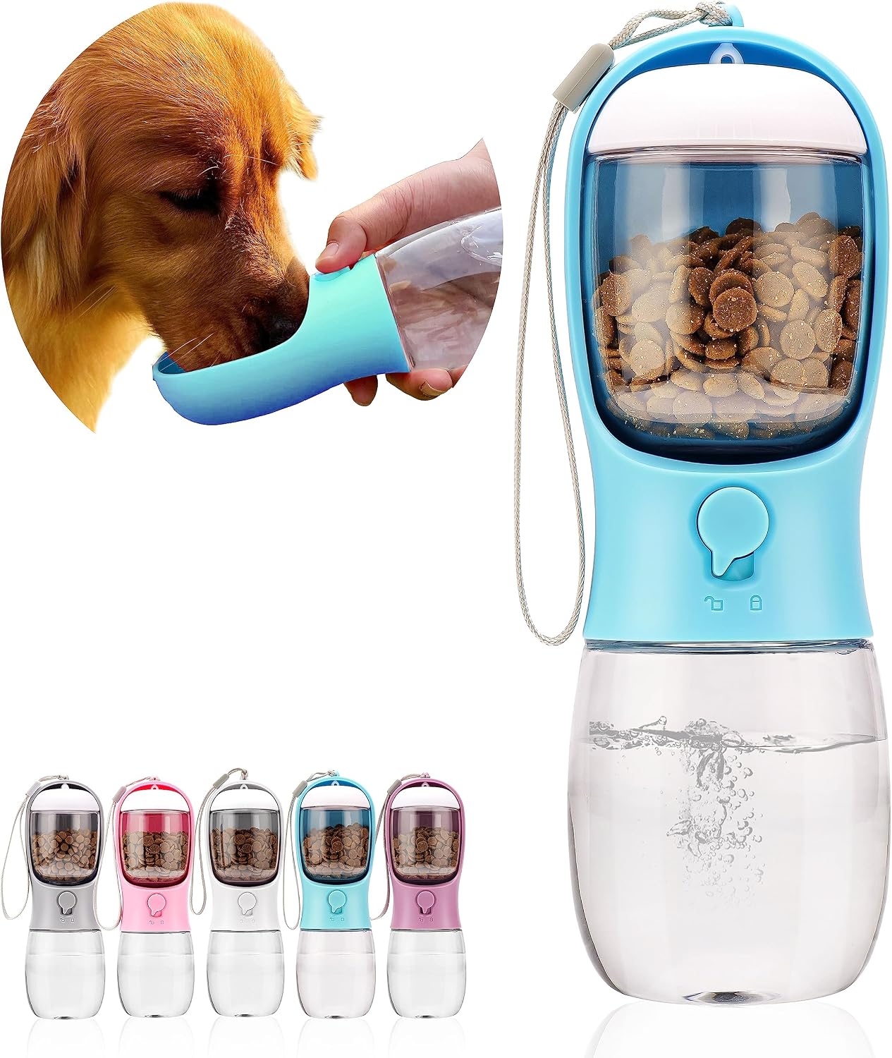 AVELORA Dog Water Bottle with Food Container, Portable Leak Proof Pet Water…