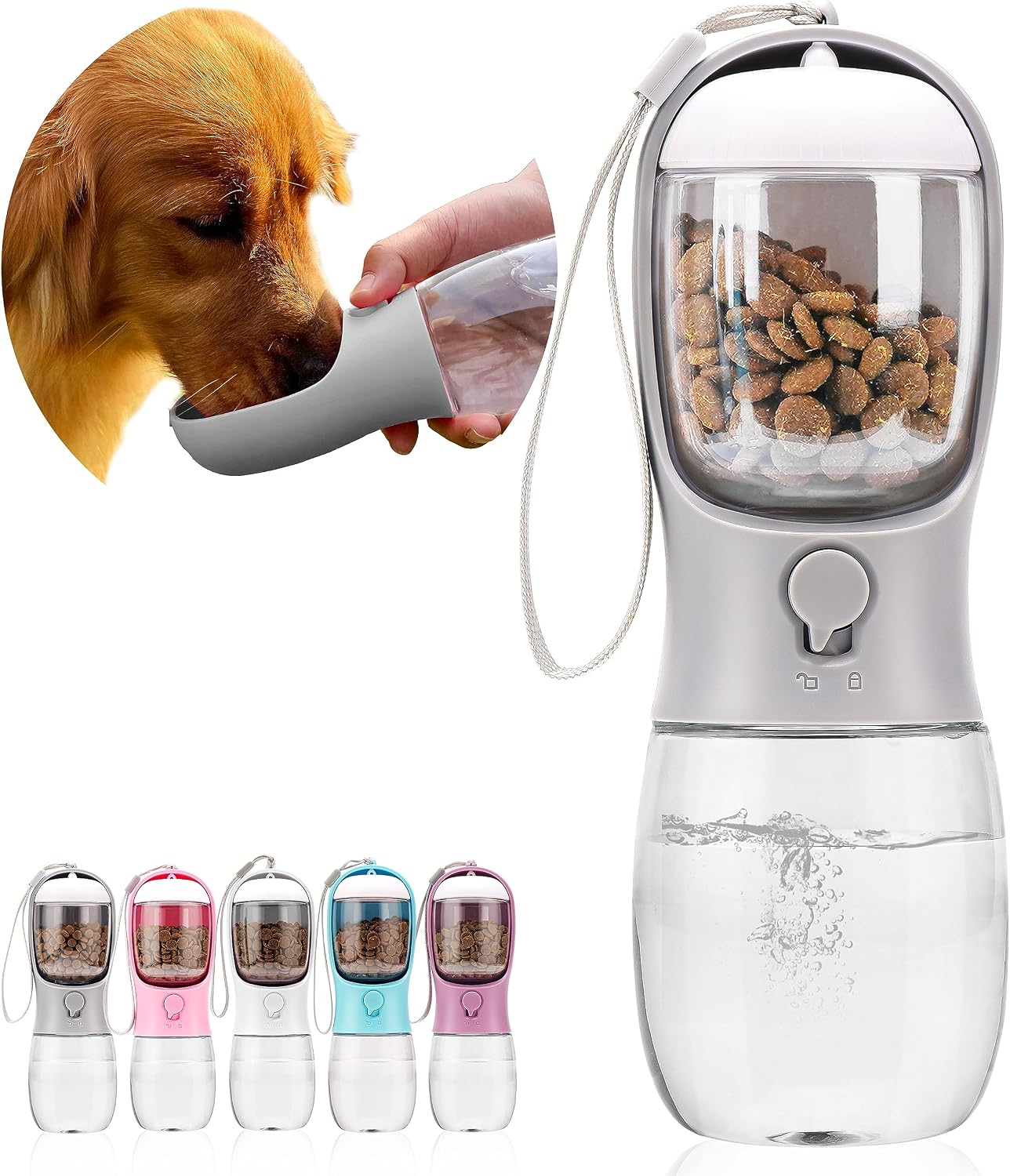 AVELORA Dog Water Bottle with Food Container, Portable Leak Proof Pet Water Dispenser for Walking Hiking Travel, Puppy Essentials Accessories for Small Large Dogs, Dog Gifts (10oz/15oz/19oz) - Image 20