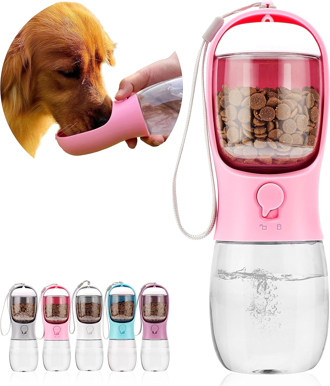 AVELORA Dog Water Bottle with Food Container, Portable Leak Proof Pet Water Dispenser for Walking Hiking Travel, Puppy Essentials Accessories for Small Large Dogs, Dog Gifts (10oz/15oz/19oz) - Image 22