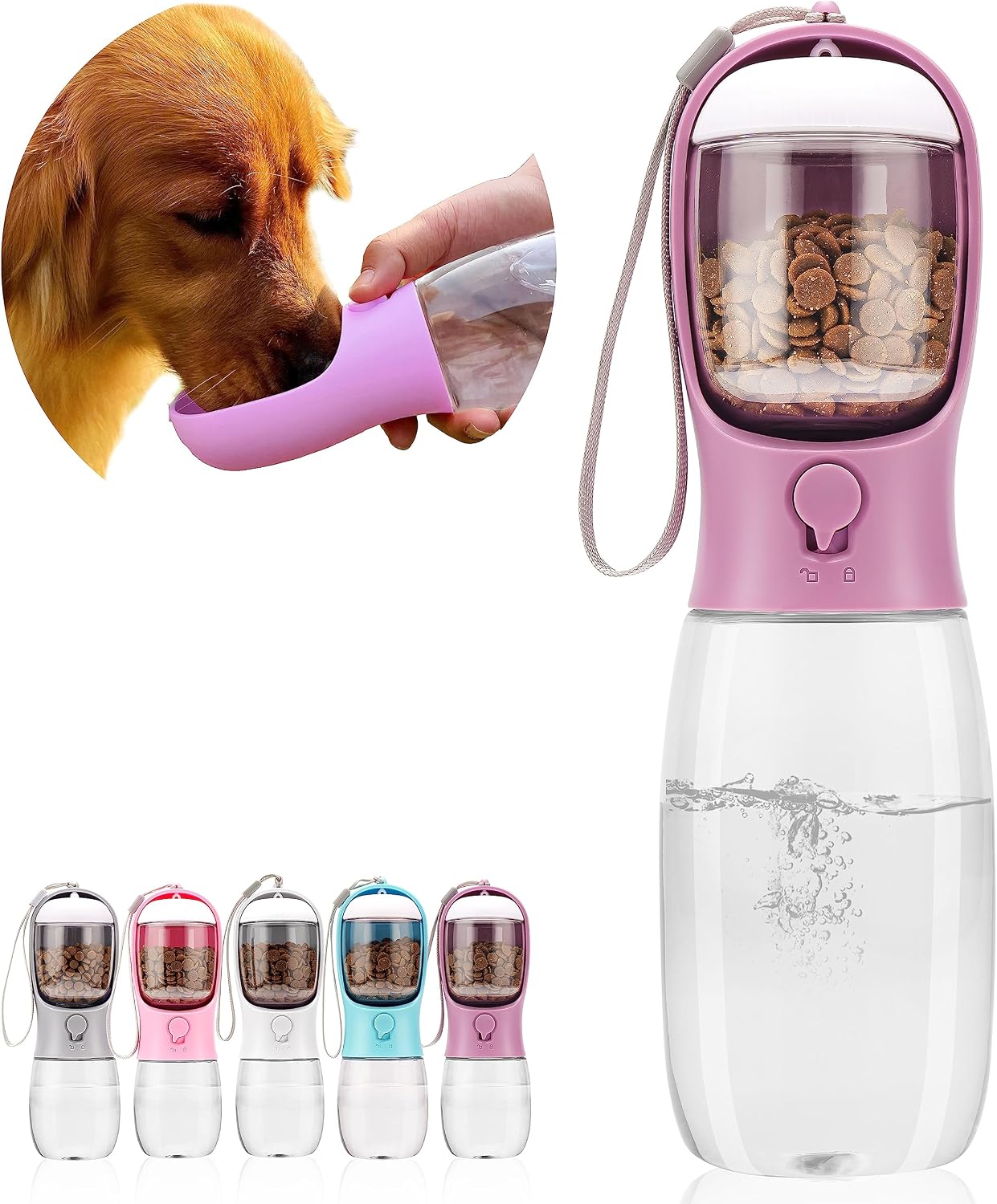 AVELORA Dog Water Bottle with Food Container, Portable Leak Proof Pet Water Dispenser for Walking Hiking Travel, Puppy Essentials Accessories for Small Large Dogs, Dog Gifts (10oz/15oz/19oz) - Image 15