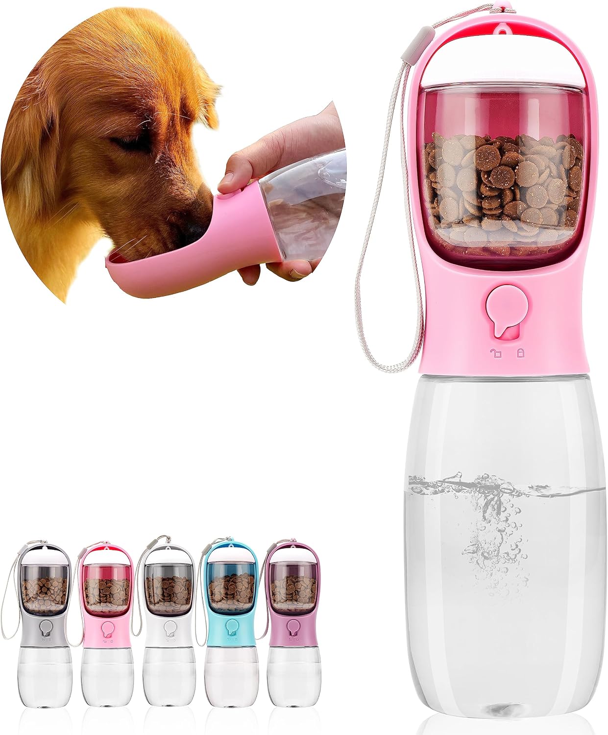 AVELORA Dog Water Bottle with Food Container, Portable Leak Proof Pet Water Dispenser for Walking Hiking Travel, Puppy Essentials Accessories for Small Large Dogs, Dog Gifts (10oz/15oz/19oz) - Image 14