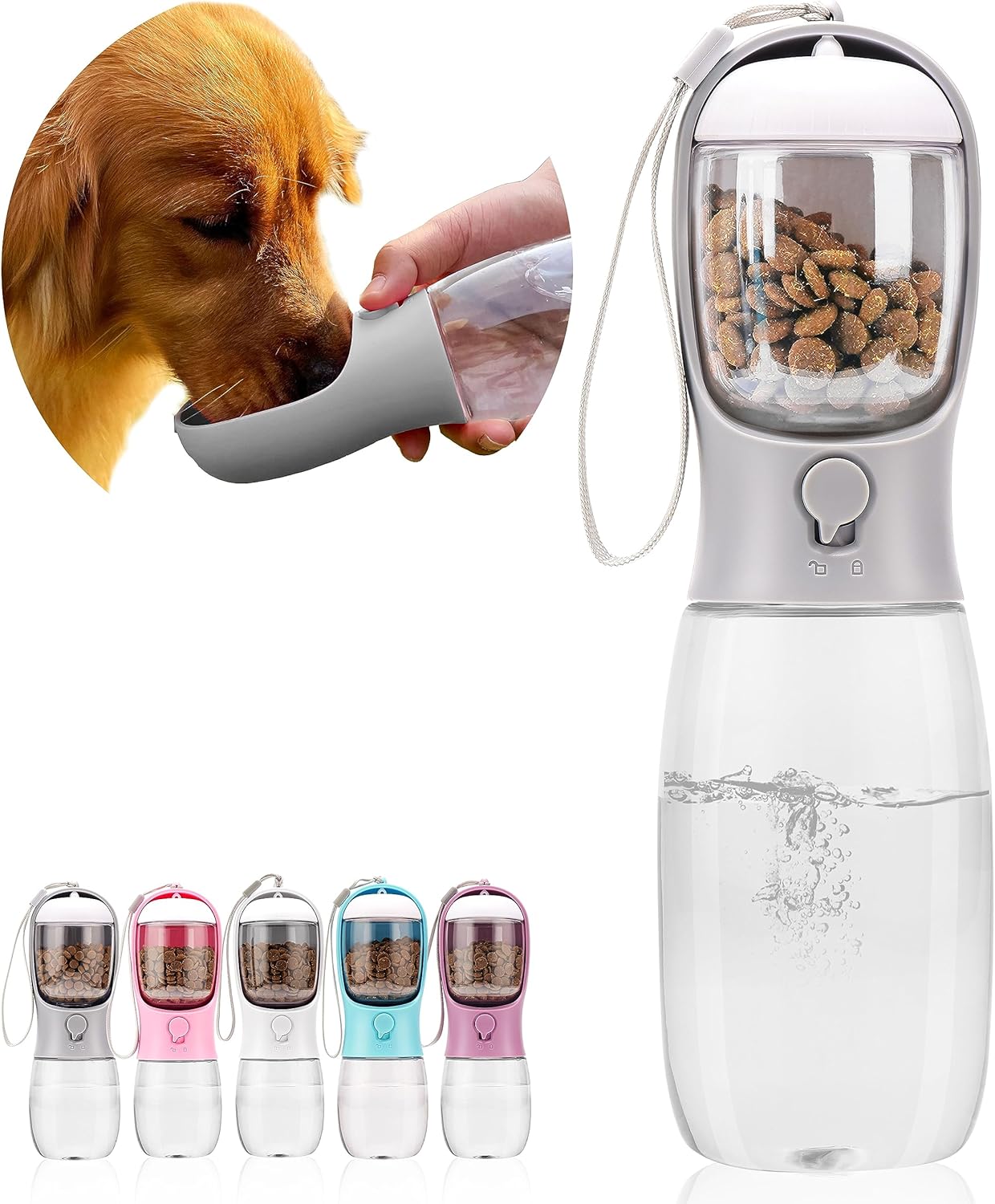 AVELORA Dog Water Bottle with Food Container, Portable Leak Proof Pet Water Dispenser for Walking Hiking Travel, Puppy Essentials Accessories for Small Large Dogs, Dog Gifts (10oz/15oz/19oz) - Image 21