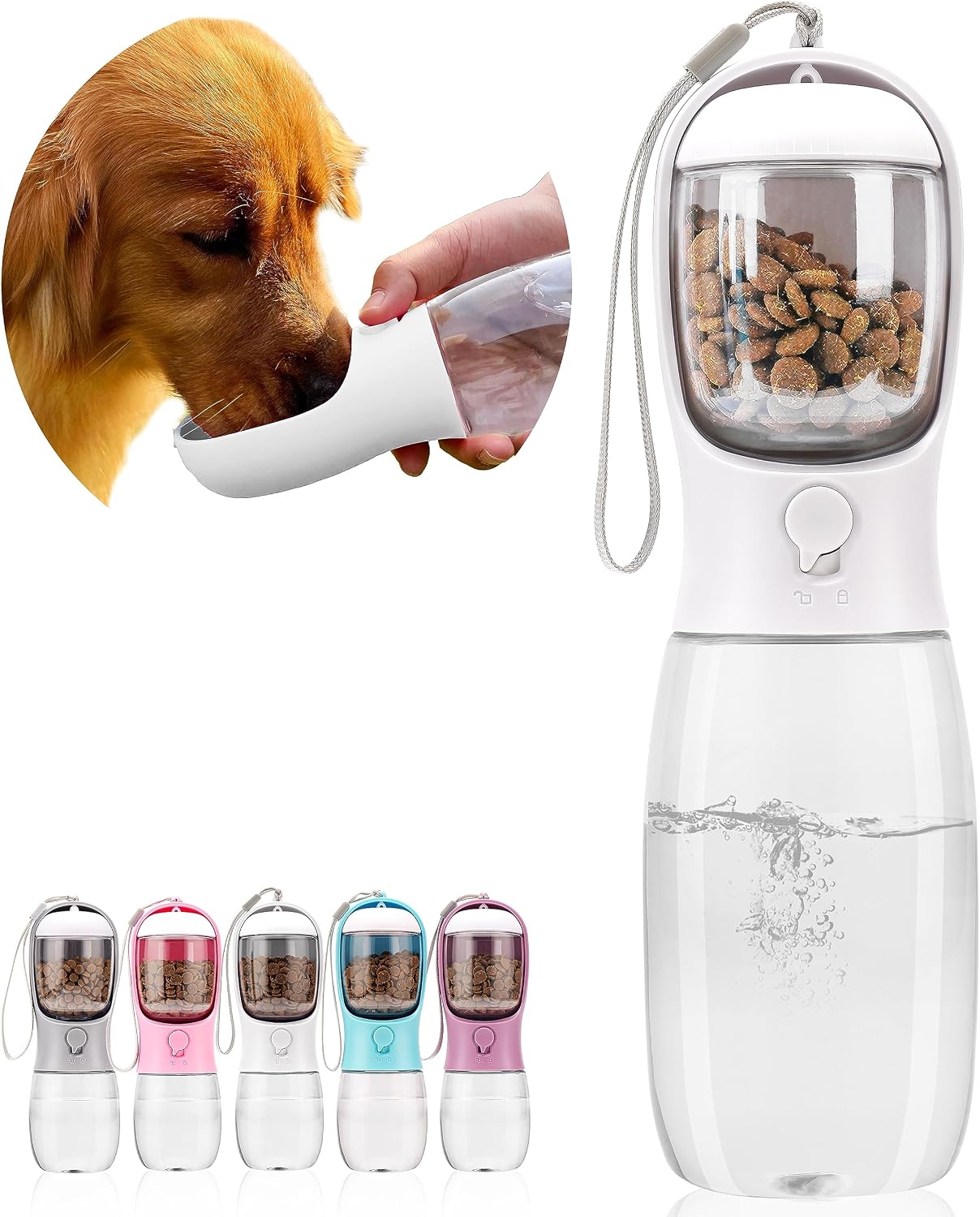 AVELORA Dog Water Bottle with Food Container, Portable Leak Proof Pet Water Dispenser for Walking Hiking Travel, Puppy Essentials Accessories for Small Large Dogs, Dog Gifts (10oz/15oz/19oz) - Image 17